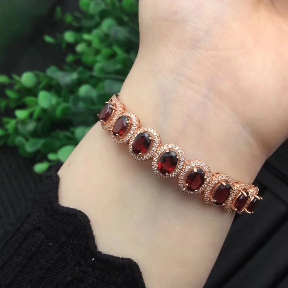 KJJEAXCMY fine jewelry 925 Чистое серебро инкрустировано натуральным большим гранатом женский браслет ювелирные изделия