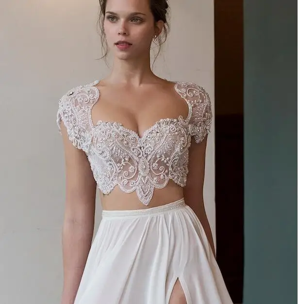 Новое поступление 2019 свадебные платья Erosebridal из двух частей короткий топ
