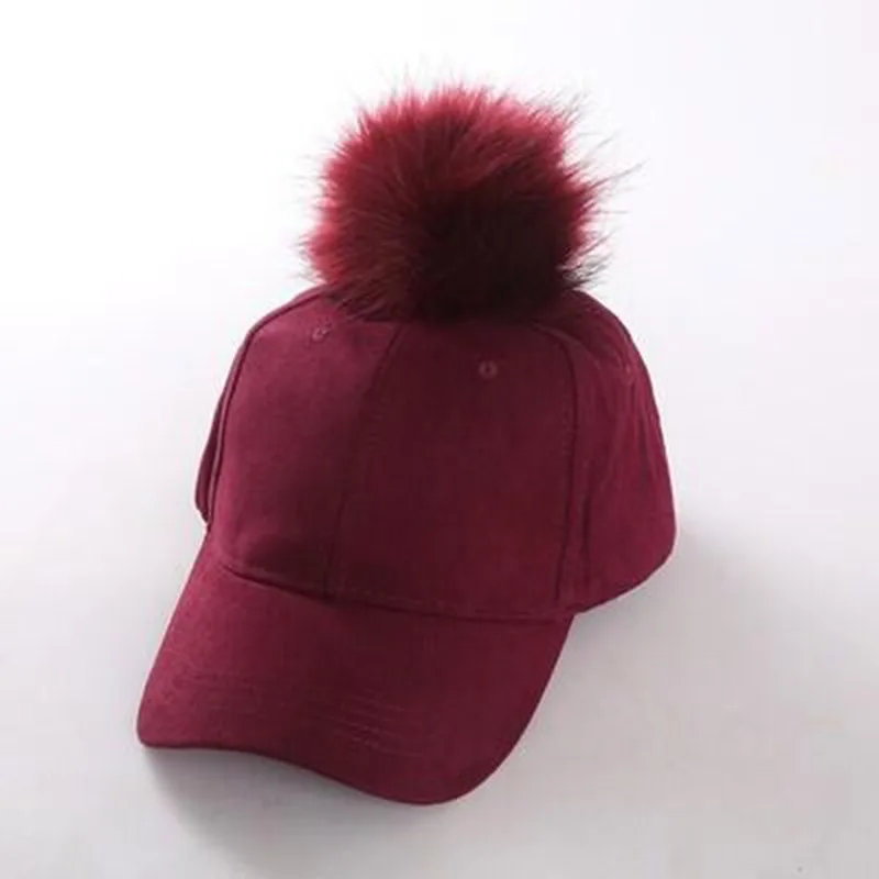 Invierno Pompón Rosa Suede Mujeres Gorra De becisbol de la Calle otomino Gorro Negro De Moda Elegante Mujer Sombrero De Hip Ho - Цвет: 4