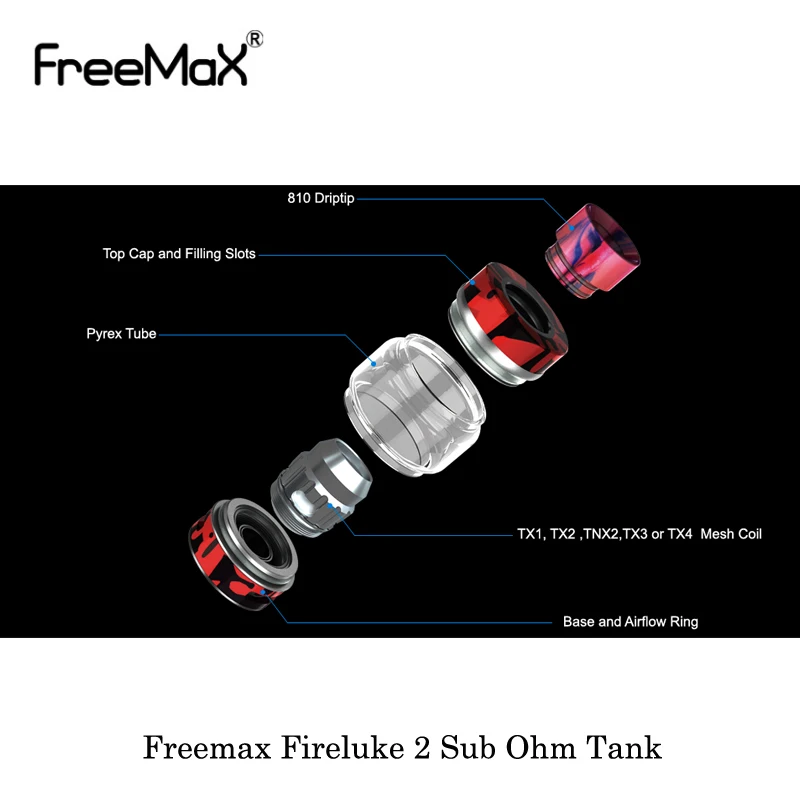 Оригинальный атомайзер Freemax Fireluke 2 Vape 5 мл с сетчатой катушкой X/TX большим облачным