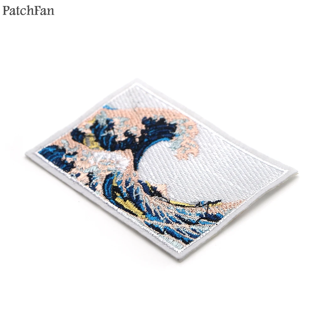 20 шт./лот аппликация Kanagawa с аппликацией Great Wave off наклейки для шитья одежды Значки