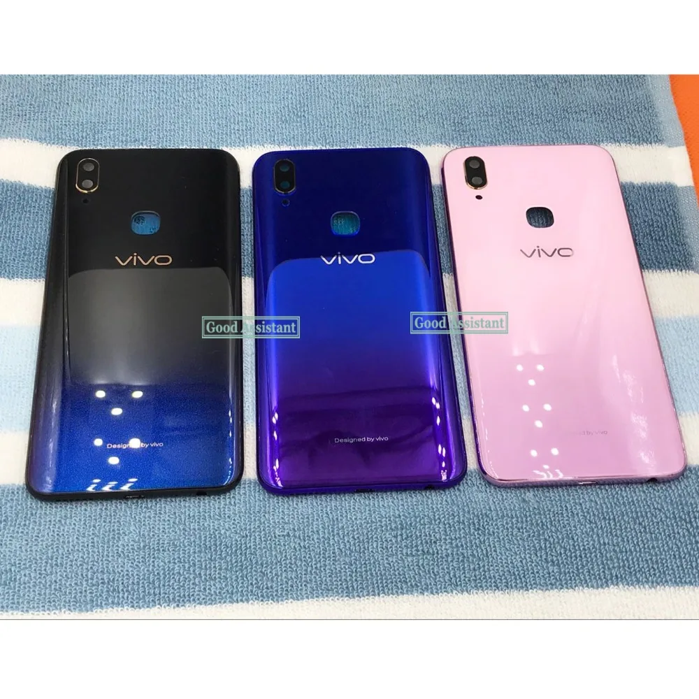 Черный/синий/розовый 6,3 дюймов для BBK Vivo V11/Vivo V11i задняя крышка батарейного отсека Корпус Задняя стеклянная линза Запчасти Замена