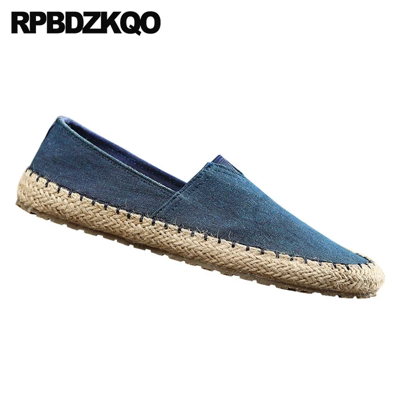 European Slip On Plus Size Espadrilles Summer Beach 11 46 Big Runway Large Italian Men Canvas Shoes Casual Blue Black Hemp Woven | Обувь