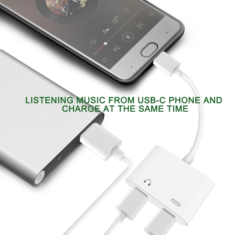 2 в 1 USB C к двойному тип c цифровой аудио сплиттер адаптер музыкальный Разъем для