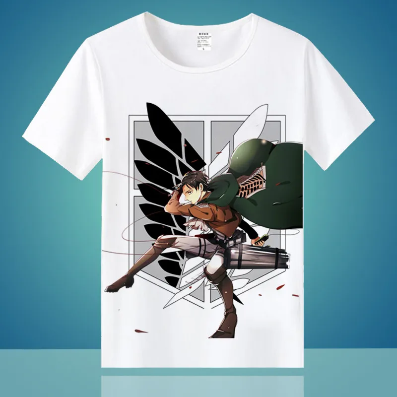 CostumeBuy футболка «атака на Титанов» Shingeki No Kyojin Mikasa Levi, маскарадные футболки, костюмы для мужчин и женщин, футболки с коротким рукавом, топы