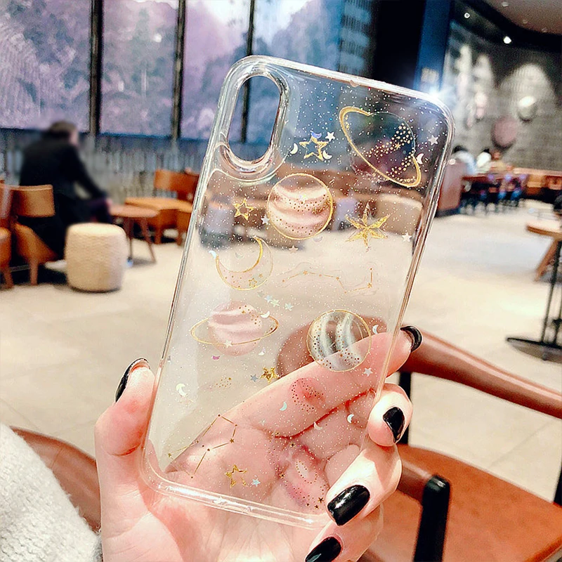 Kerzzil Space Planet блестящие чехлы для телефонов iphone 7 7Plus Вселенная Луна Звезда мягкий