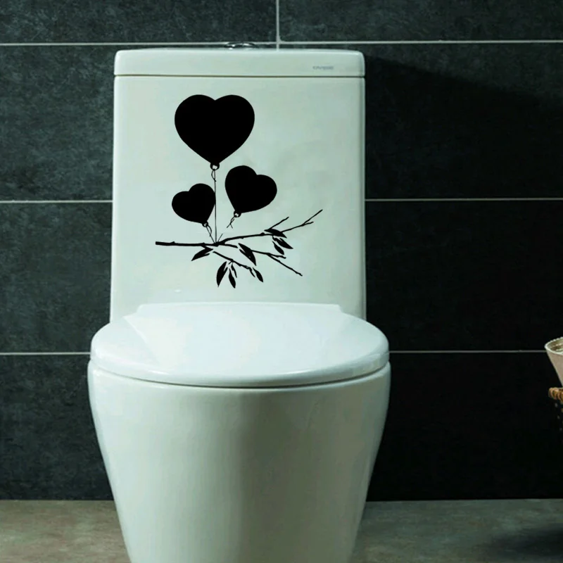 Романтический рисунок сердца Воздушные шары винил Туалетная наклейка стена