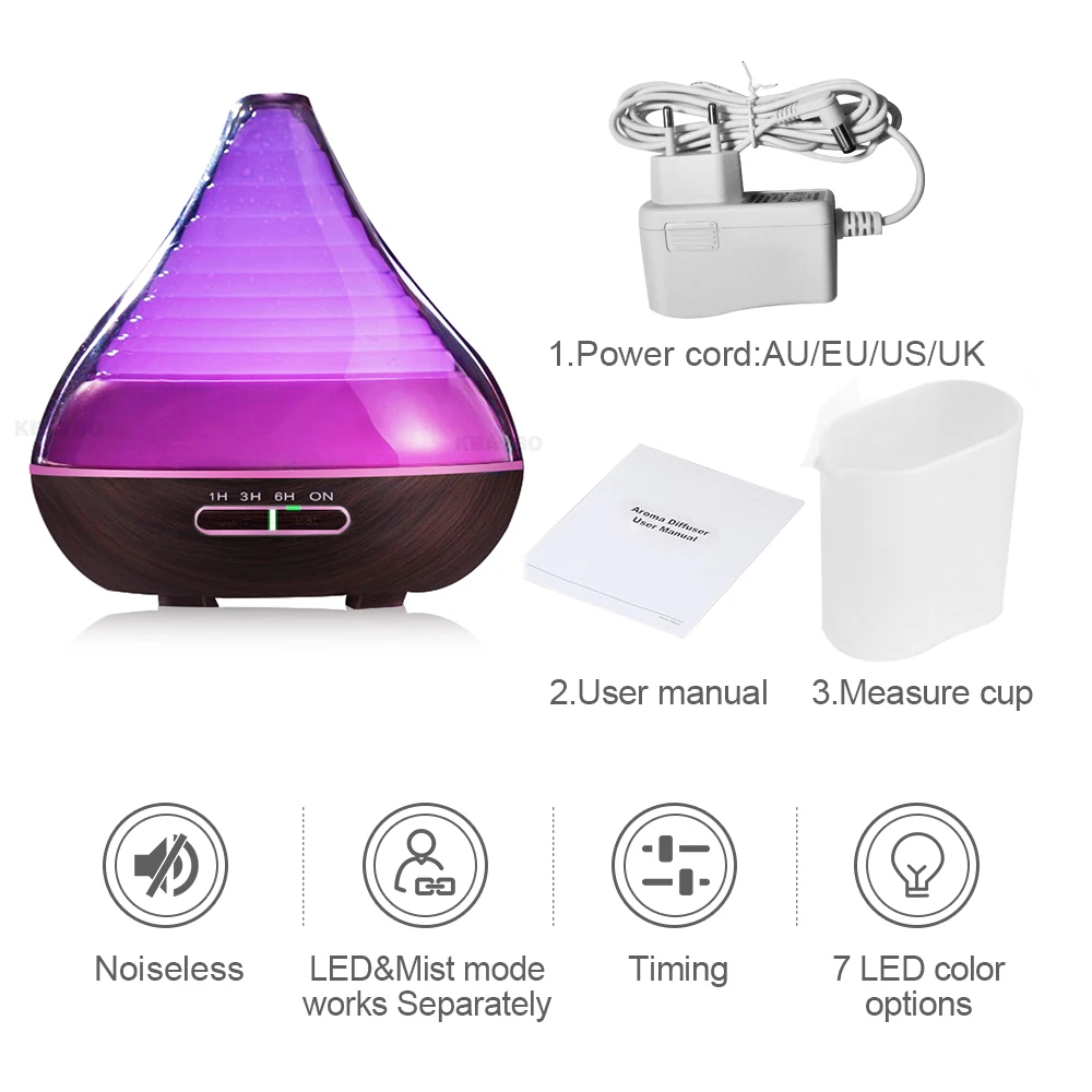 DEKAXI 300ml Aroma Essential Oil Diffuser Ultrasonic Cool Mist Humidifier for Office Home Bedroom Living Room Study Yoga Spa | Бытовая