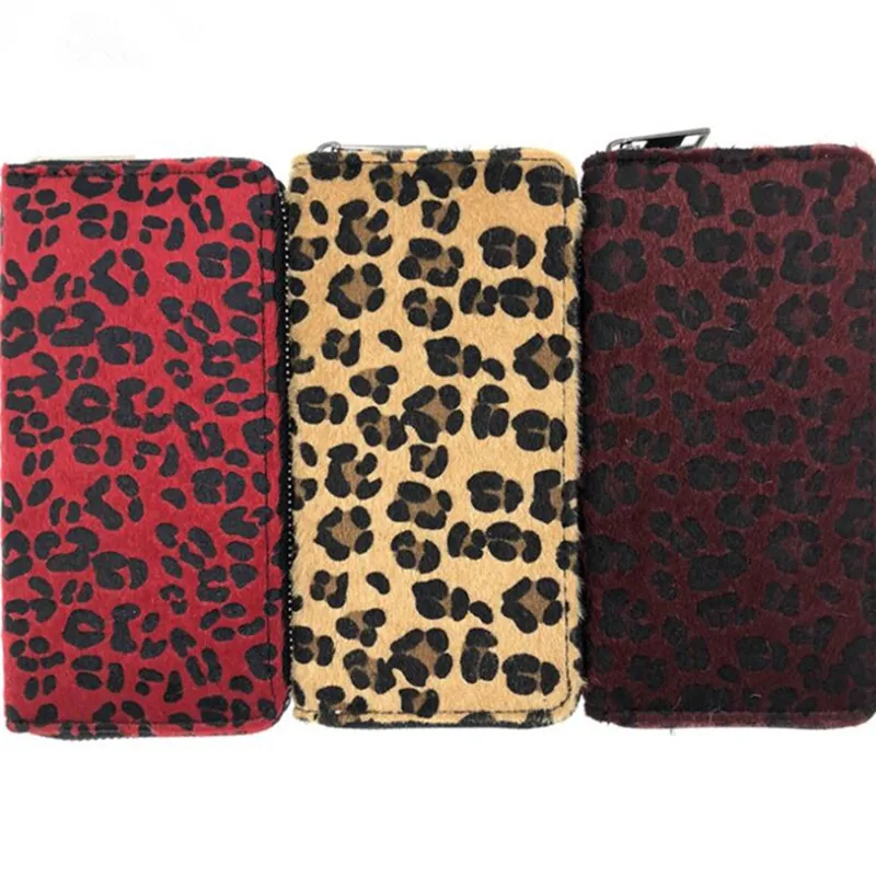

M267 Women Wallet Fashion Short Plush Leopard Print Zipper Long Wallet Women Girl Gift Wholesale