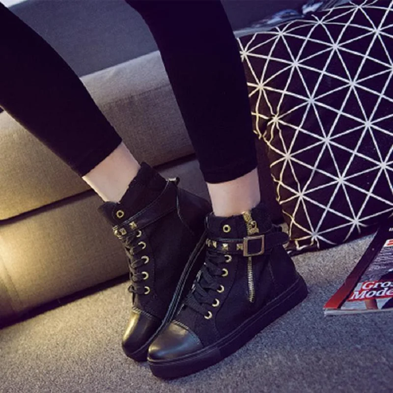 DAFENP/Женская обувь кроссовки на танкетке с молнией женская парусиновая высокой