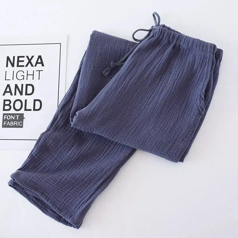 Man deep grey Парная одежда для отдыха, пижамные штаны, женские штаны, хлопковые штаны, одежда для сна, весенние креповые штаны для мужчин и женщин, хлопковые парные домашние штаны - Цвет: Man deep grey