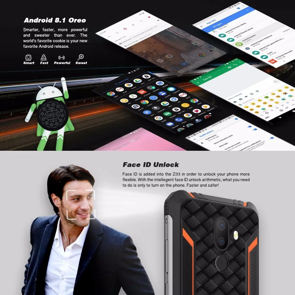HOMTOM зоджи Z33 мобильного телефона IP68 Водонепроницаемый 5 85 &quotполный Экран MTK6739 4