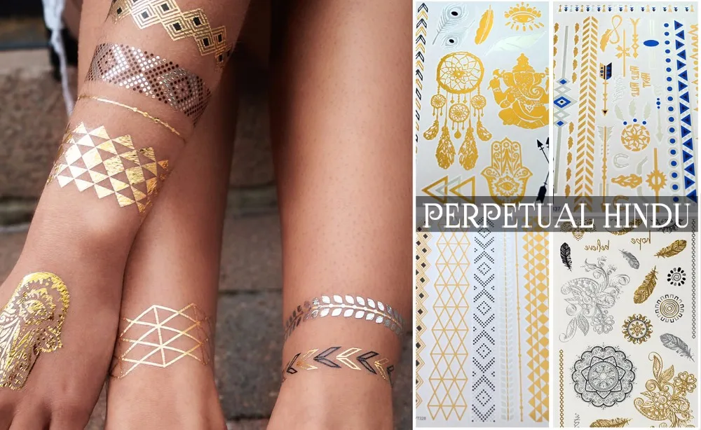 1 шт. хна Индия флэш тату премиум класса татуировка в золотистом и серебряном