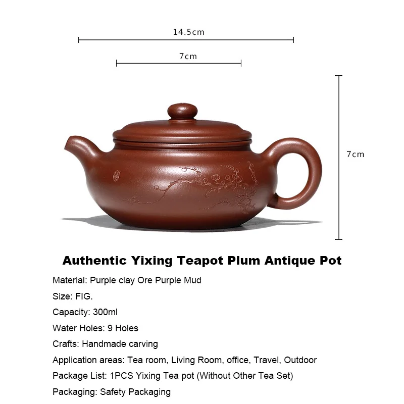300cc Authentic Yixing Teapot Master Handmade Plum Antique Pot Chinese Health Purple Clay Tea Zisha Set Teaware Kettle | Дом и сад