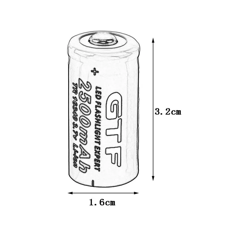 4 шт 3 7 V 2500mah 16340 Батарея Li Ion Перезаряжаемые для фонарик Портативный светодиодный