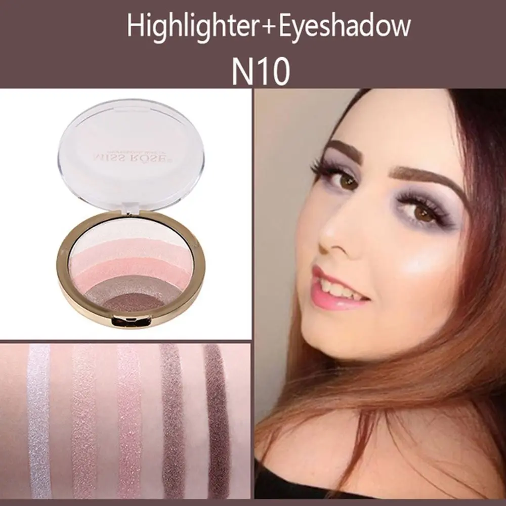 Miss Rose 10 Colors Rainbow Highlighter Blush Bronzer Face Powder Glow Multi-functional Glitter Powder Lazy Women Makeup - Цвет: N10