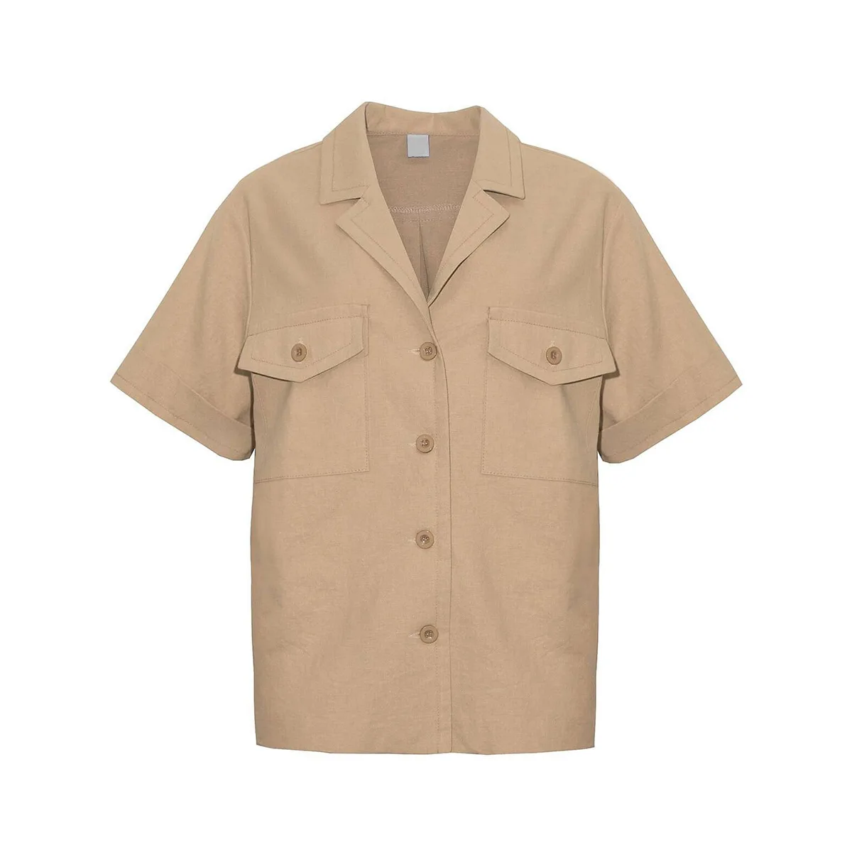 

2019 Fashion Monochromatic Beautiful Jacket Collar with Multi-Pockets Decorative Suit Safari Style Coat