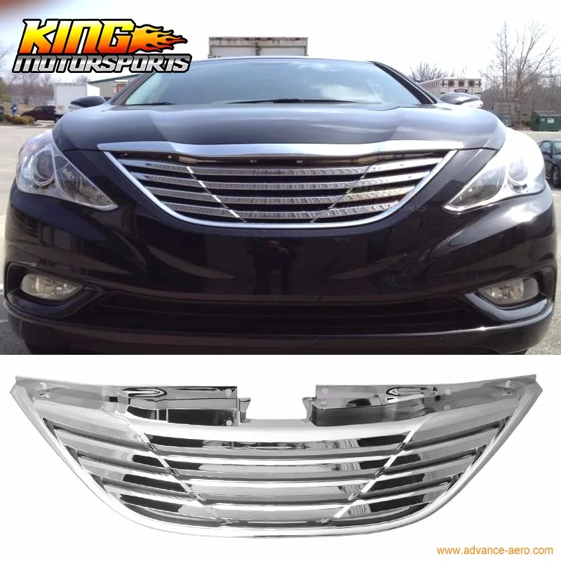Подходит для 2011- hyundai Sonata передняя Верхняя решетка гриль Хром ABS US внутренний