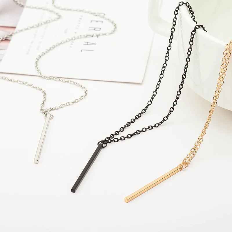 Простое серебряное золото черное покрытие подвески ожерелья длинная цепь для