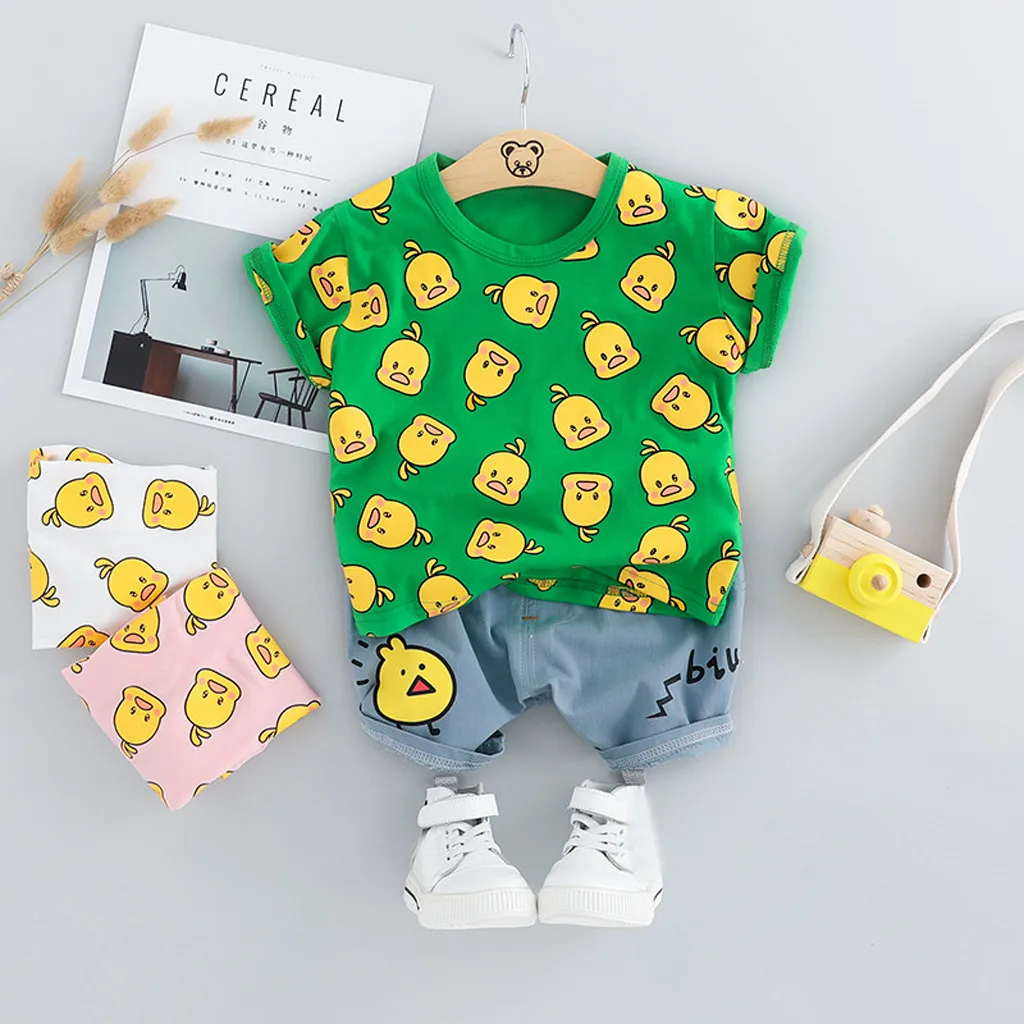 2019 модные летние топы с коротким рукавом для маленьких девочек мультяшным