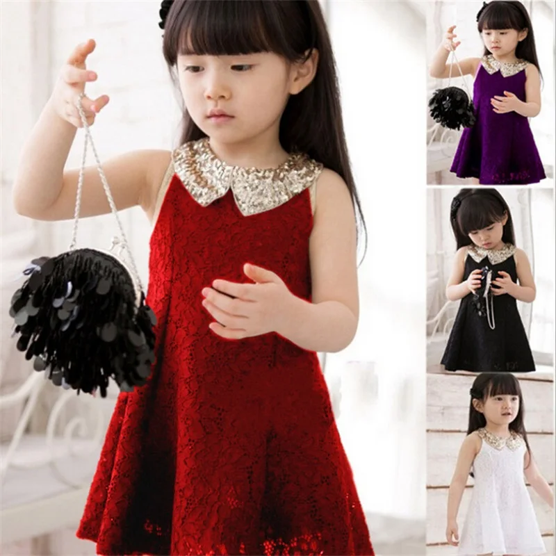 Горячая распродажа лето 2015 новый стиль платья для девочек с отворотом кружевное