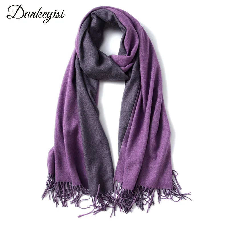 DANKEYISI 2017 Роскошные шали и женские зимние шарфы двухсторонний однотонный