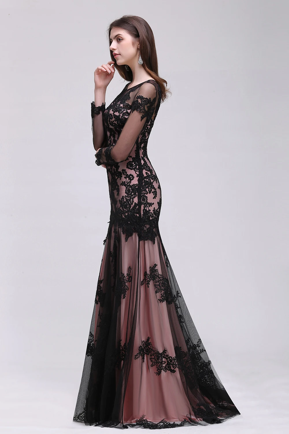 Robe de Soiree Longue винтажное прозрачное красное кружевное вечернее платье русалки с