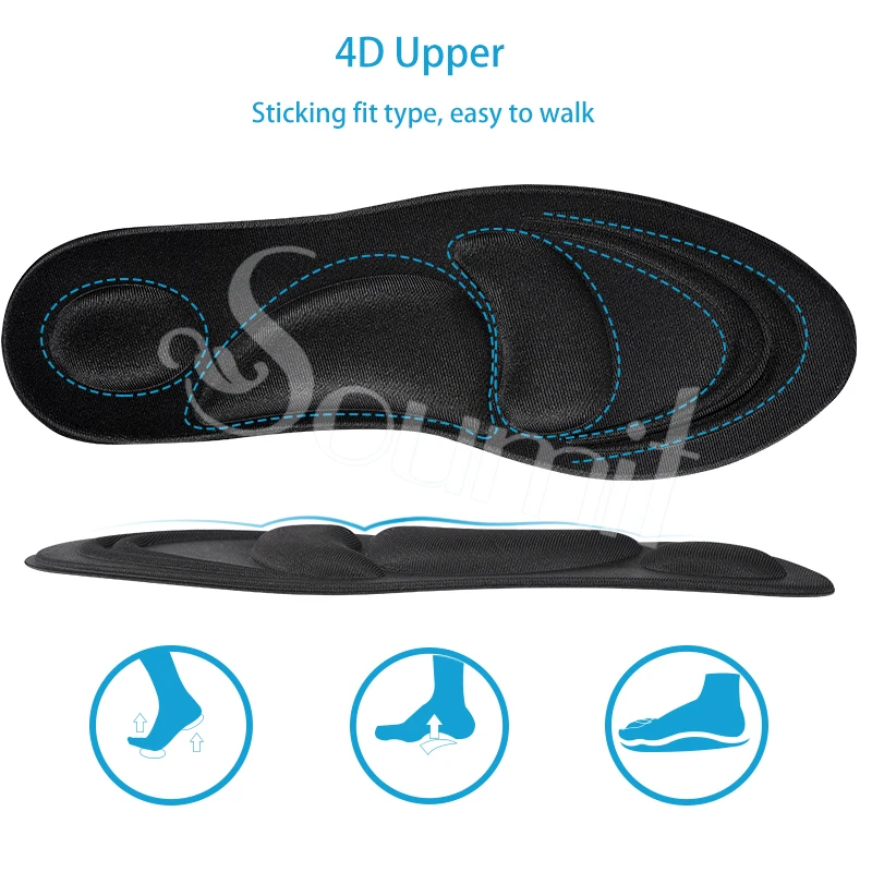 Soumit/новые массажные стельки 4D, стельки ортопедическиедля обуви, мягкие губчатые арки, поддерживающие ортопедические вставки, для обуви, на высоком каблуке, для мужчин и женщин, на подушке