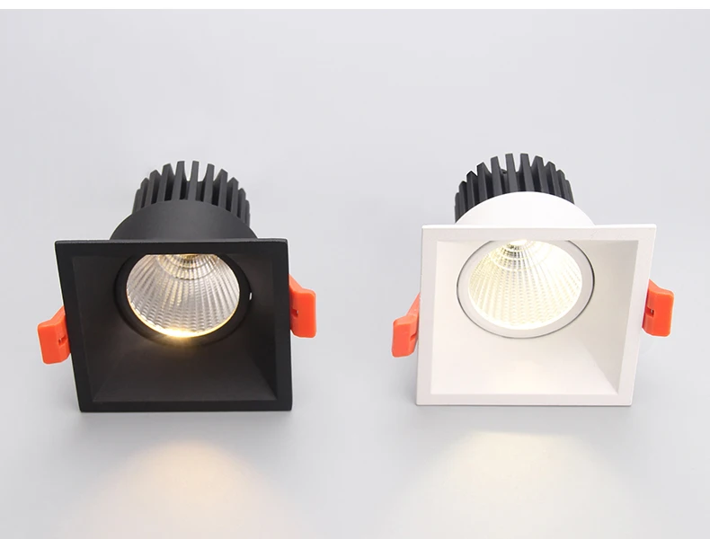 Светодиодный светильник 12 Вт COB Ultrabright Светодиодный точечный светильник для гостиной черный встроенный потолочный светильник квадратный светильник антибликовый AC85-265V