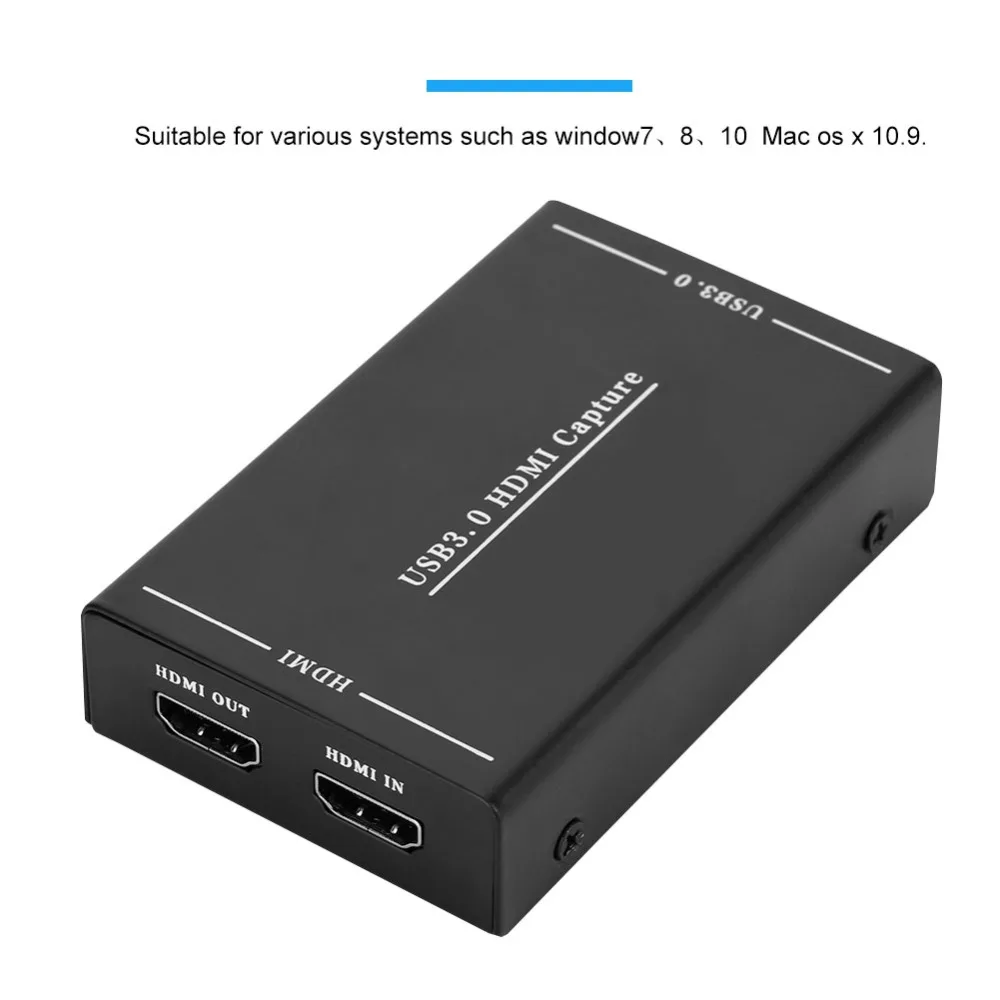 HDMI к USB 3,0 захвата видео коробка нажатием одной кнопки Запись коробка Регистраторы адаптер для window7 8 10 для компьютера