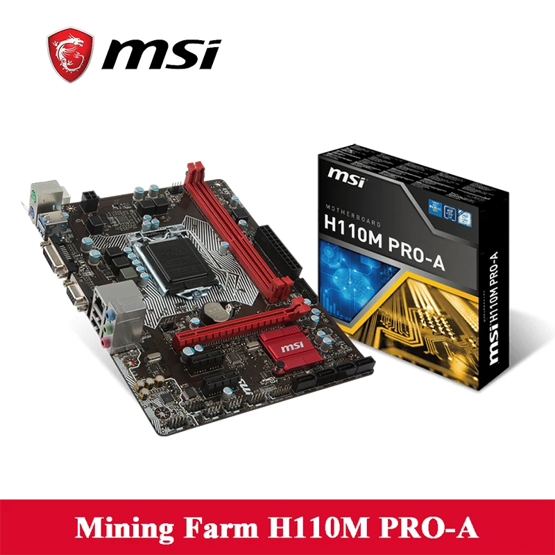 H110M PRO A материнская плата 32 ГБ i7 2133 мГц Intel H110 Чипсет 4 * SATA 6Bb/s 1 PCI 3 0 DVI D/VGA 2048*1536 @ 50 Гц