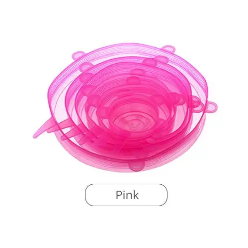pink KONCO 6 шт. силиконовые эластичные крышки УНИВЕРСАЛЬНЫЕ СИЛИКОНОВЫЕ пищевые обертывания миска Крышка для кастрюли силиконовая крышка для кастрюли кулинарные кухонные принадлежности - Цвет: pink