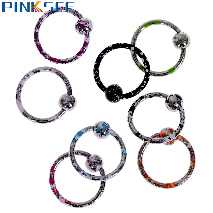 Разноцветное кольцо с бусинами для пирсинга 19 г носа и уха Козелка хрящевой губы