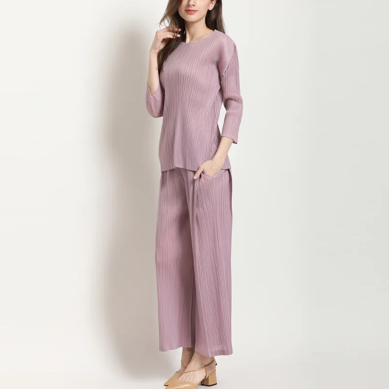 Женские свободные брюки LANMREM плиссированные с широкими штанинами 2 шт. весна 2020 |