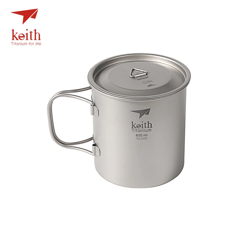 Keith наружные титановые кружки для воды со складными ручками, титановые крышки, посуда для напитков, походные чашки, Ультралегкая кружка для путешествий 220 мл-900 мл