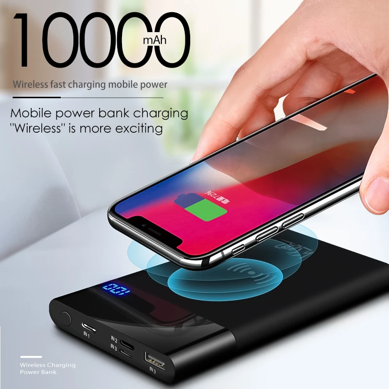 VVKing 10000 мАч Qi Беспроводное зарядное устройство для iPhone XS X 8 Huawei Samsung внешняя
