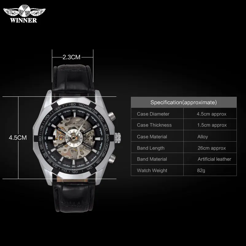 Мужские механические часы Победитель бренд автоматические Скелетон модные