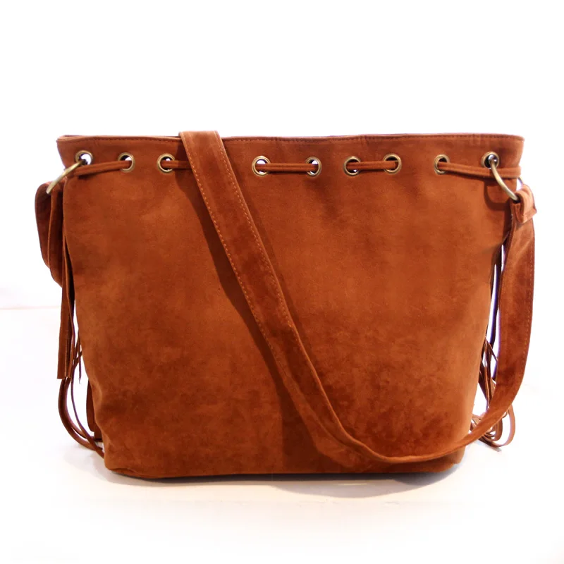 Винтажная сумка с кисточками со шнурками замшевая кожаная сумка-мессенджер для