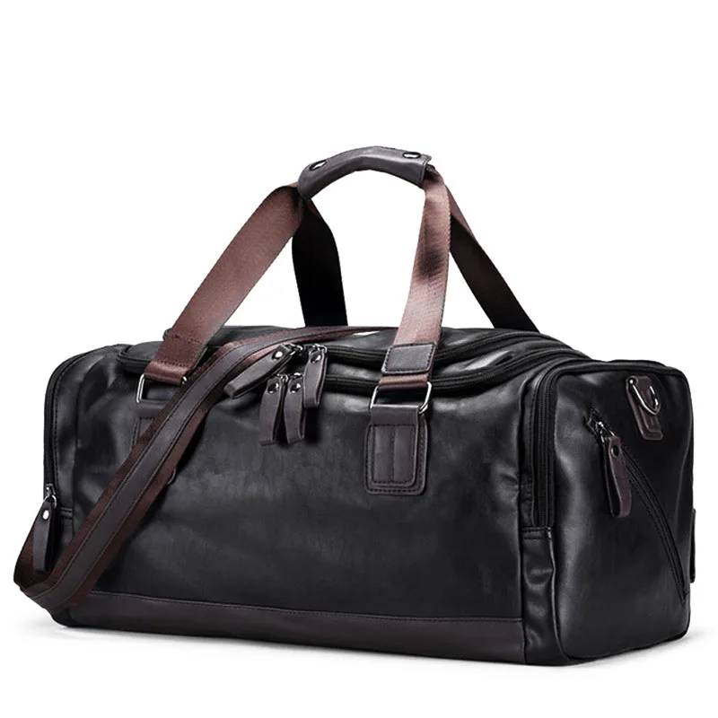 Vintage Handbags Men's Casual Tote For Men Large-Capacity Portable Shoulder Bags Men's Fashion Travel Bags Package - Цвет: Black