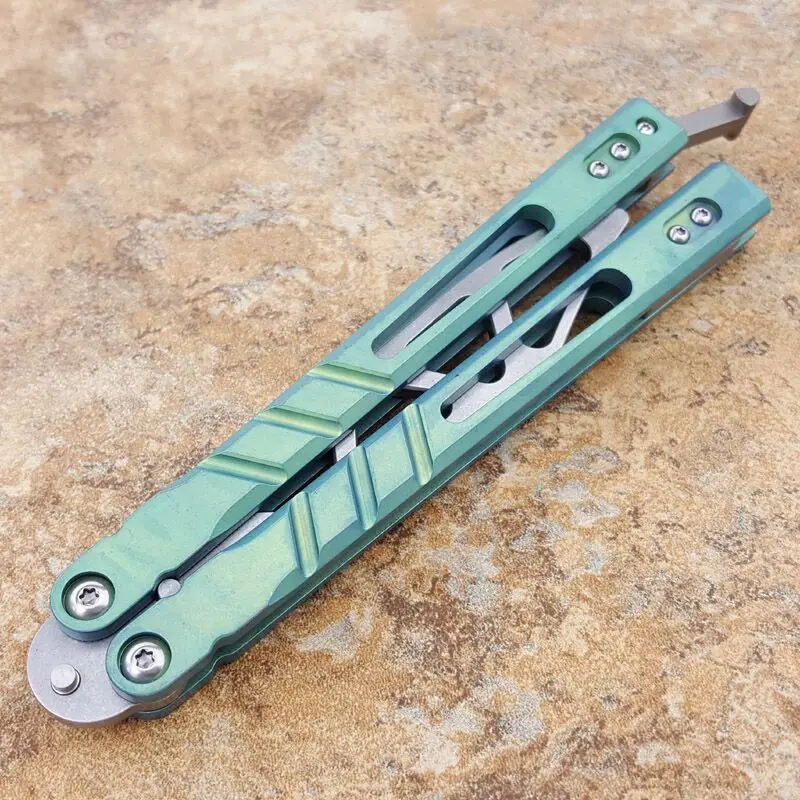 green handle BRS Alpha Beast Бабочка нож для тренера втулка система D2 лезвие титановая ручка Jilt нож охотничий нож карманный нож - Цвет: green handle