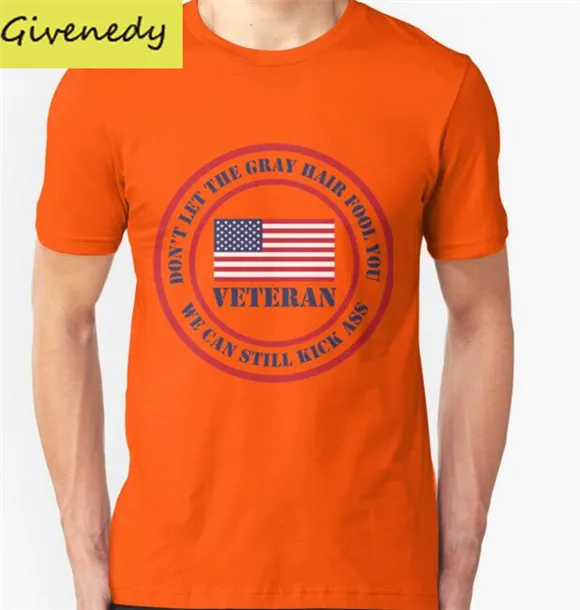 Бесплатная доставка ВЕТЕРАН дизайн печати майка 2016 Новый Лето повседневная