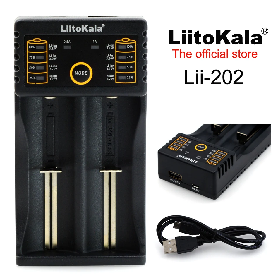 Liitokala Lii-202 18650 Зарядное устройство 1.2 В 3.7 3.2 3.85 AA/AAA 26650 10440 14500 16340 25500 nimh литиевая
