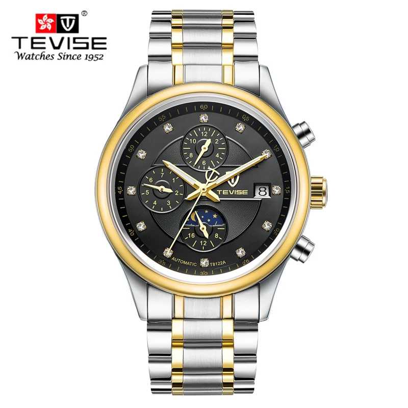 

TEVISE Men Watch Top Brand Luxury Automatic Mechanical Watch Men Sport Waterproof Luminous Moon phase Watch Relogio Masculino
