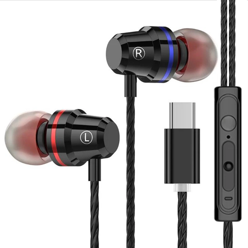 Проводные наушники вкладыши музыкальные спортивные Type c для Samsung Xiaomi Mi 8 Huawei P20 P30