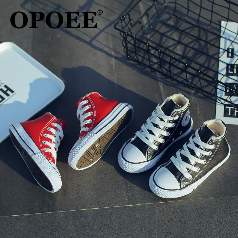 OPOEE/брендовые Детские кроссовки с высоким берцем хлопковая обувь для мальчиков и