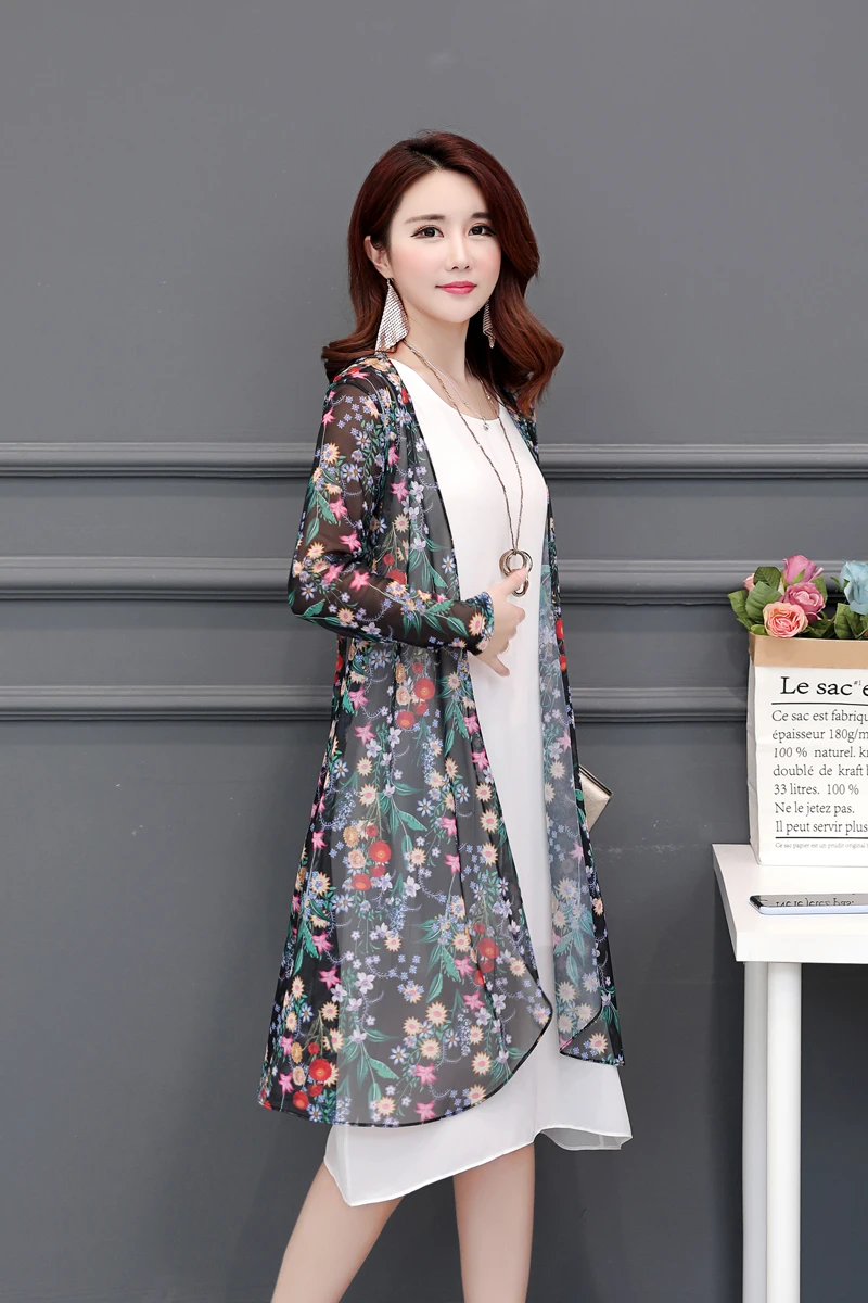 Лето плюс Размеры XL-5XL леди Monther Floral Mesh кимоно для женщин; Большие размеры Для женщин пляжные кимоно Для женщин длинные Floral Mesh Top