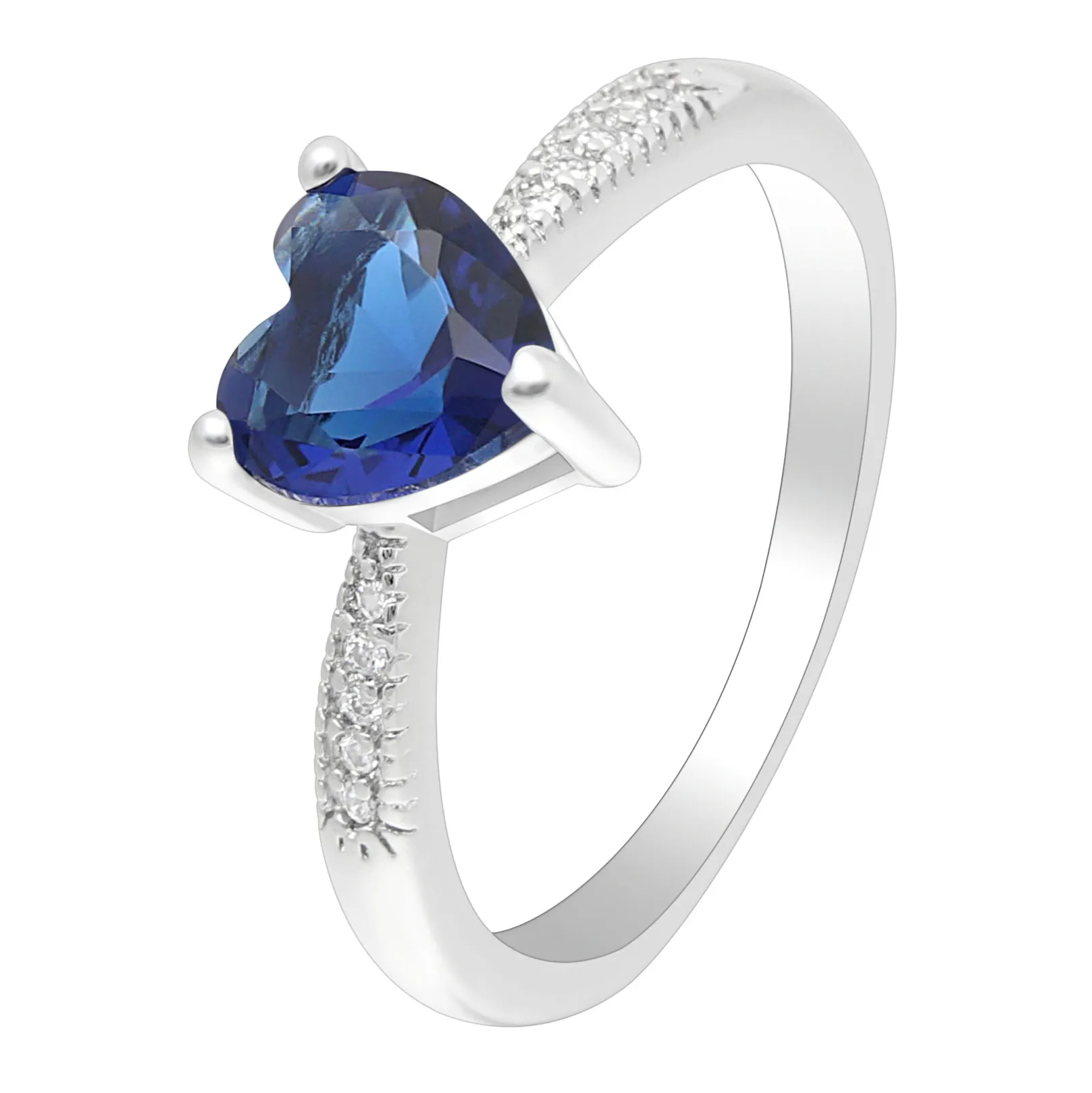 

2023 New Blue Crystal love Heart Cubic Zirconia Wedding Ring For Women White Gold Color Fashion Engagement Promise Ring Jewelry