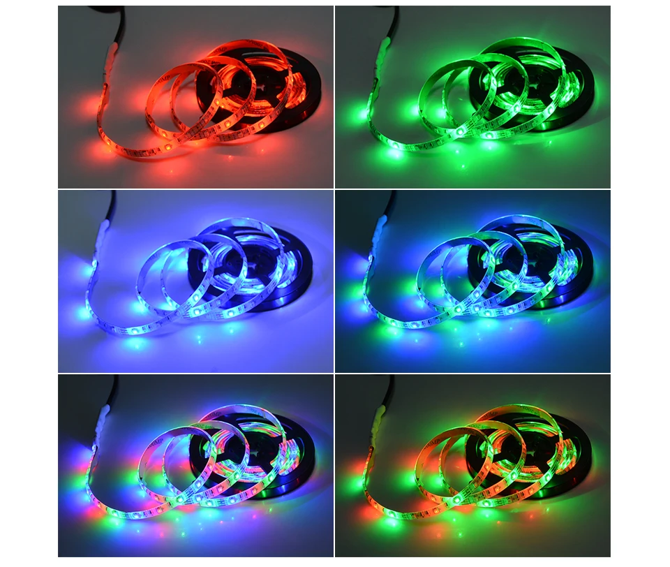 2835 RGB Светодиодная лента Водонепроницаемая DC 5 В USB светодиодный светильник лента гибкая лента 50 см 1 м 2 м 3 м 4 м 5 м с пультом дистанционного управления для ПК ТВ ПОДСВЕТКА