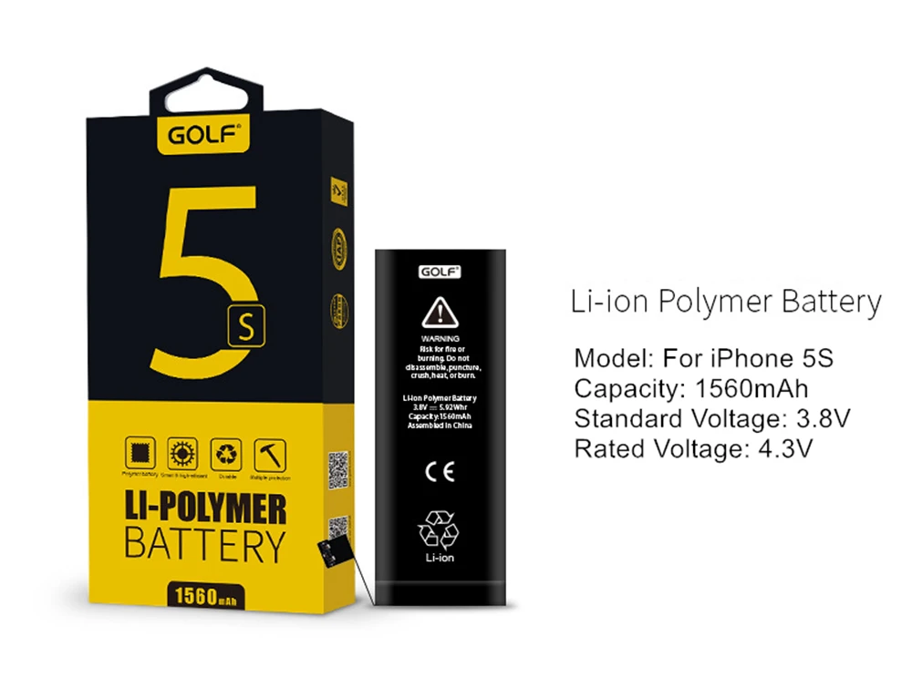 Golf новые оригинальные батареи встроенный телефон батарея для iPhone 4S 5 5S 5C 6 6S 7 Plus Замена батареи+ Полный станок