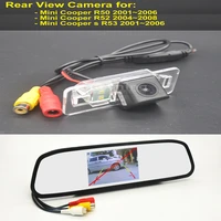 car rear view camera for mini cooper r50 r52 cooper s r53 20012008 wireless reversing parking backup camera mirror kit display